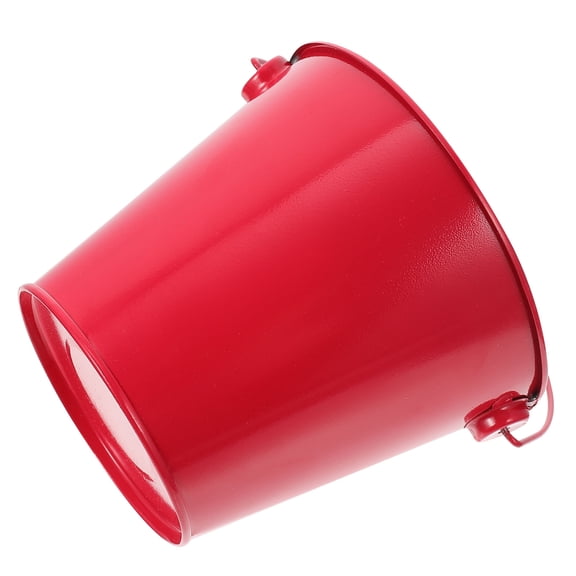Toyvian 1Pc Portable Red Ice Cube Storage Bucket with Smooth Edges and Iron Material