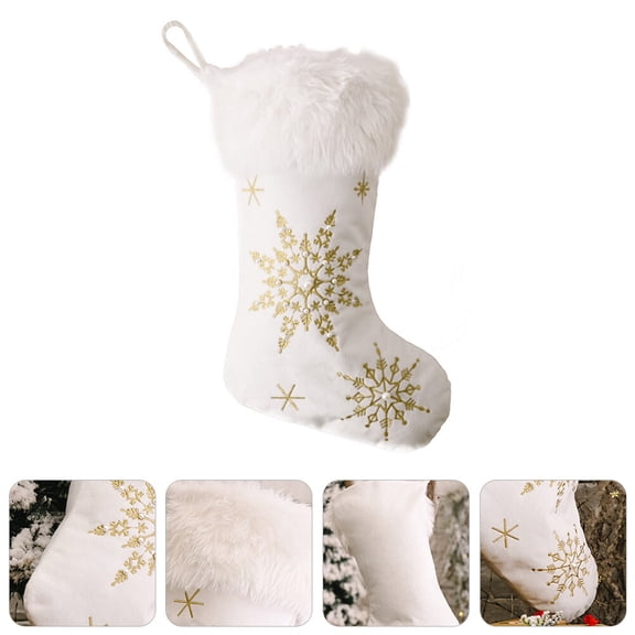 Toyvian Golden Velvet Christmas Stocking for Holiday Home Decor, Festive Seasonal Decoration, Perfect for Parties, 1 Piece