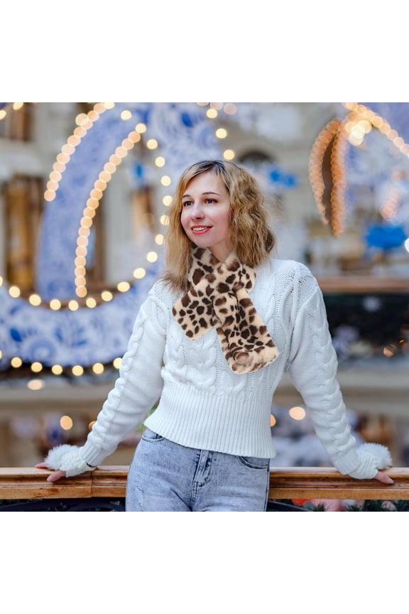 1Pcs Cow Scarf Brown Plush Shawl Cape Comfortable Waist Accessory for Work