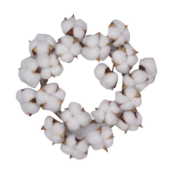 Toyvian Elegant Cotton Flower Wreath Hanging Decor with Artificial Branch and Cotton Bolls for Indoor Outdoor