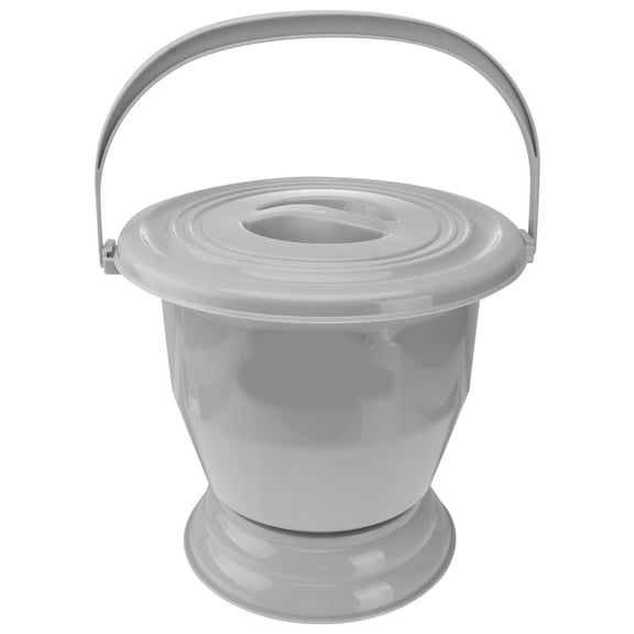 Toyvian Portable Grey Plastic Urinal Pail Pot, Thickened with Cover, for Home Use 1Pc