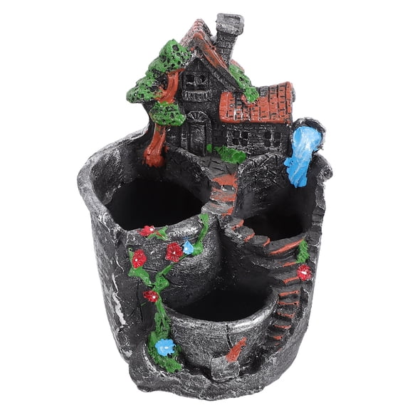 Toyvian 1Pc Stylish Resin Succulent Pot House Shape Decorative Plant Container
