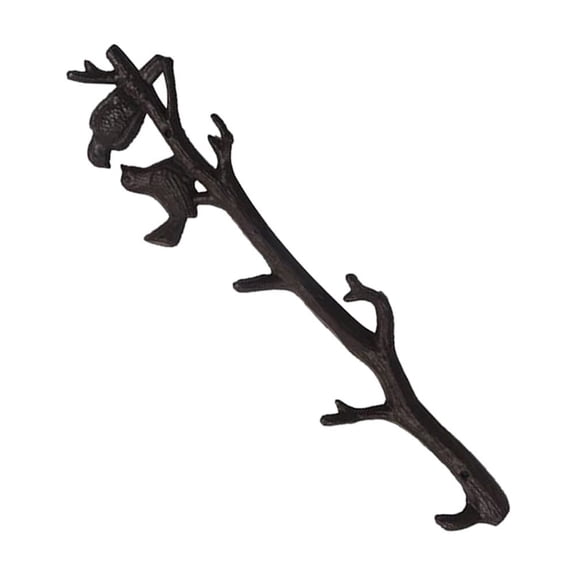 Toyvian 1Pc Cast Iron Birds Branch Hook Dark Brown Wall Mounted Coat Hanger