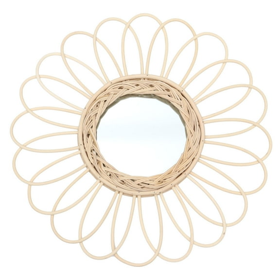 Toyvian Rattan Woven Mirror Light Brown for Home Decor and Photography