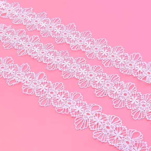 Toyvian White Flower Lace Trim Embroidered for DIY Crafts and Lingerie Decoration