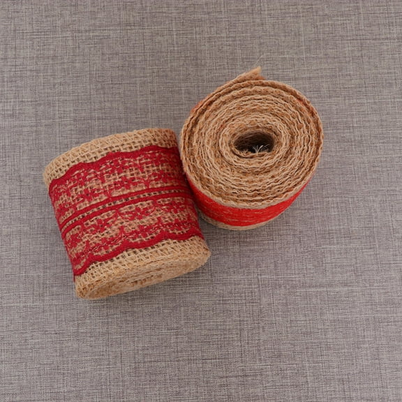 Toyvian Burlap Lace Ribbon Roll with Rustic Lace Trim for Wedding Table Decor and Craft Projects