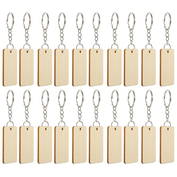 Toyvian 2 of Key Chain Pendants Wooden Keychain Rectangle for Friends