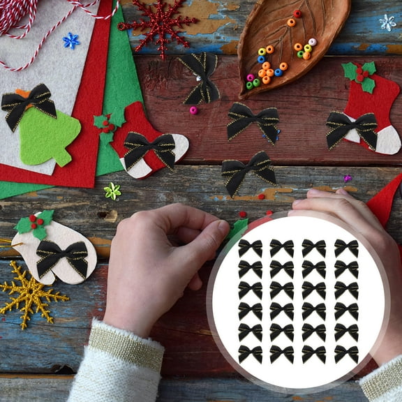 Toyvian 200 Pcs Scrapbook Bows Black Polyester Decoration Bowknot Decor for Homeowners