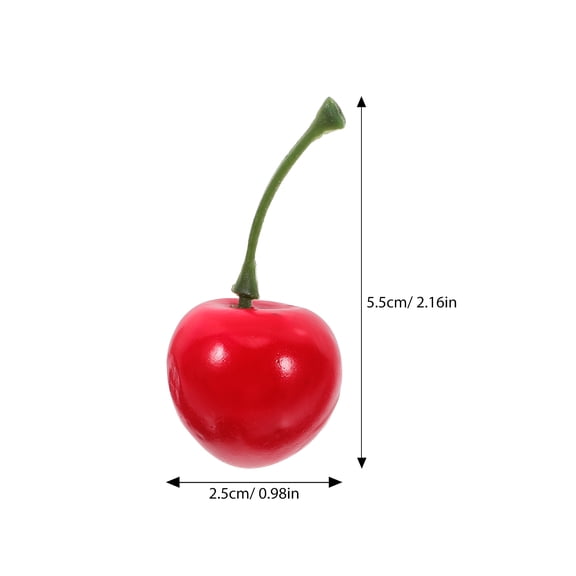 Toyvian 20Pcs Red Artificial Cocktail Cherries with Stem Plastic Fruit Decor for Events