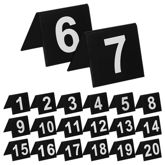 Toyvian 20Pcs Elegant Black Acrylic Table Number Cards for Wedding Reception with Stable Stand
