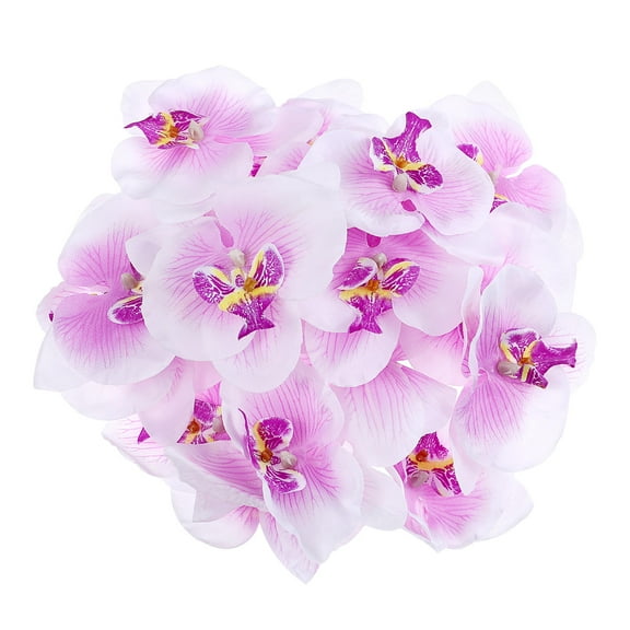 Toyvian 20Pcs Violet Artificial Orchid Flowers with Insert Hole for Wedding Flower Decoration