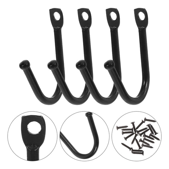 Toyvian 20Pcs Heavy Duty Wall Mount Hooks Black Wrought Iron Garage Storage Organizer