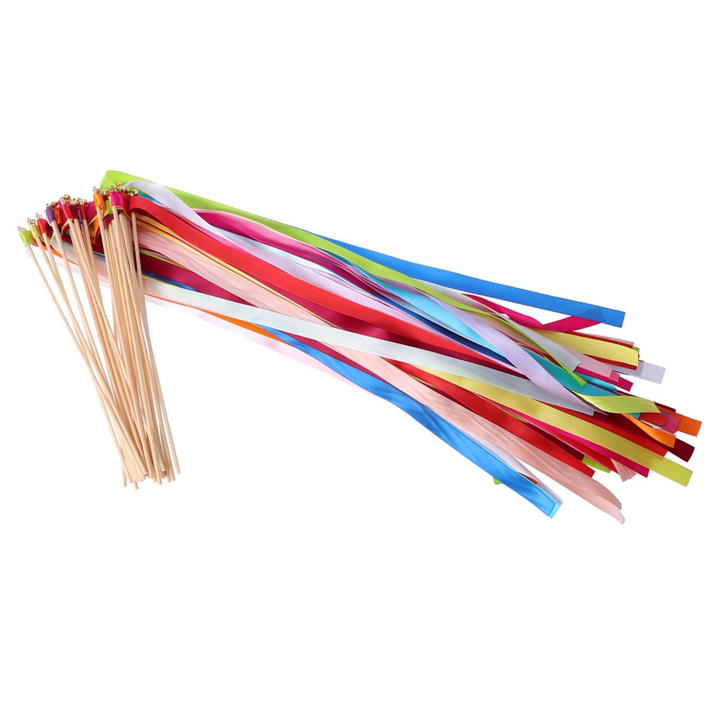 Toyvian 20pcs Ribbon Streamers Sticks Assorted Color for Wave in Air ...