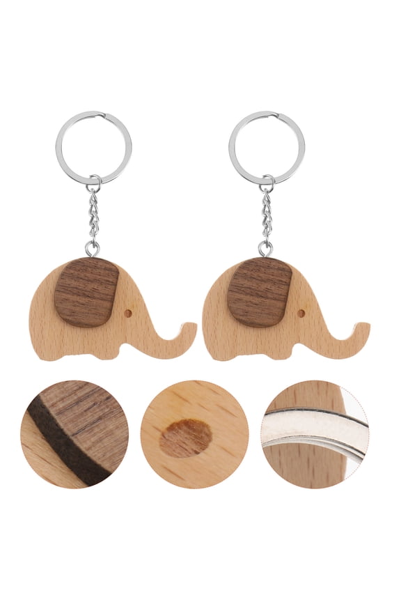 2-Pack Wooden Chocolate Keychain with Smartphone Stand and Decorative Key