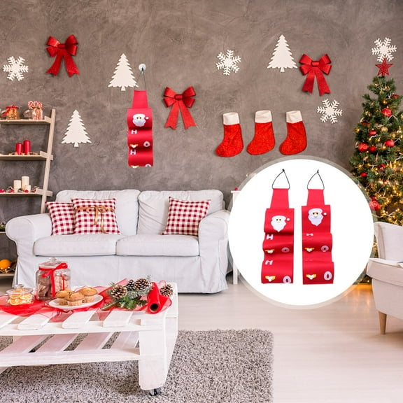 Toyvian 2Pcs Red Felt Christmas Tissue Paper Box Cover Wall Hanging Dispenser with Removable Washable Design