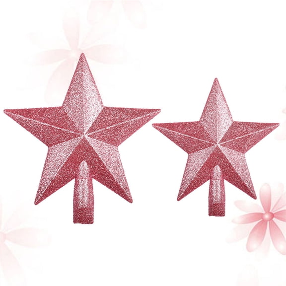 Toyvian 2Pcs Plastic Pink Star Christmas Tree Topper Ornament