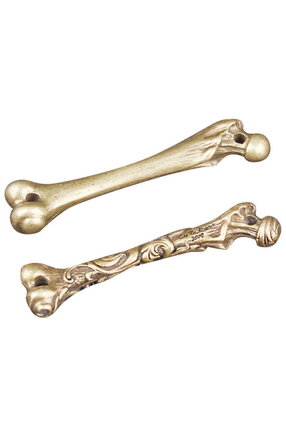 Durable Golden Brass Bone Charm Keychain for Decorative Use 2Pcs