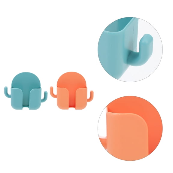 Toyvian 2Pcs Orange ABS Wall Mount Phone Charging Storage Racks No Drill Remote Holder