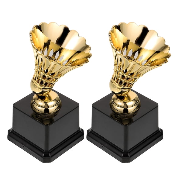 Toyvian 2Pcs Badminton Trophy Model Award Medal Decorative Trophy for Sports Champion