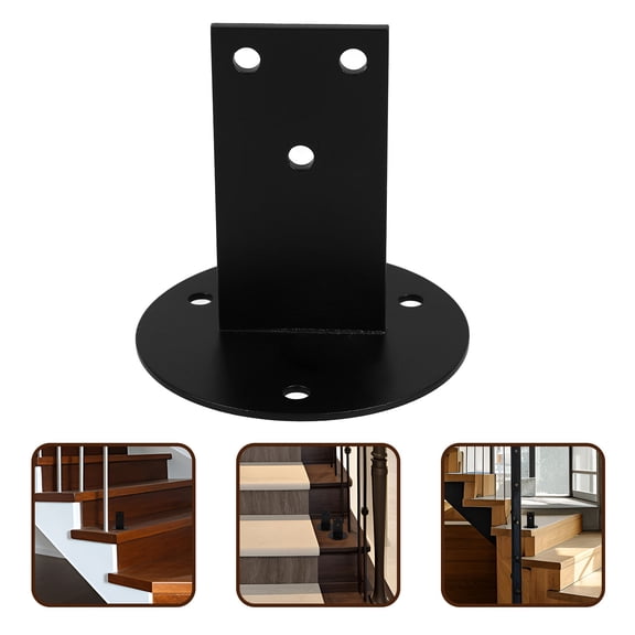 Toyvian 2-Pack Black Metal Stair Handrail Brackets, Modern Style, and Easy to Install for Home Staircase Safety