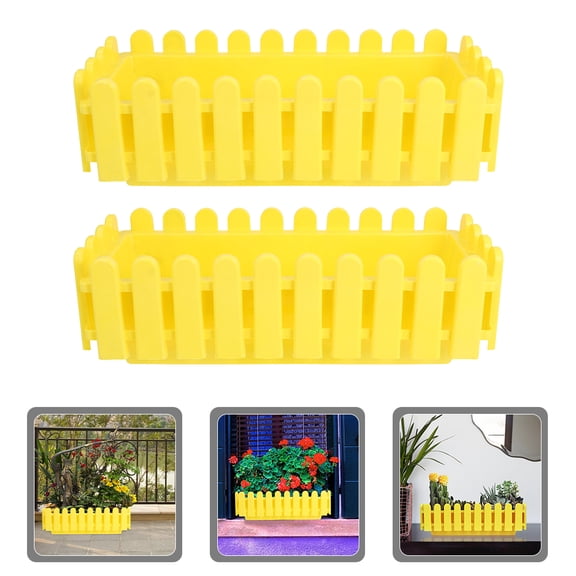 Toyvian 2Pcs Reusable Plastic Rectangular Planter Box with Drainage for Patio Garden