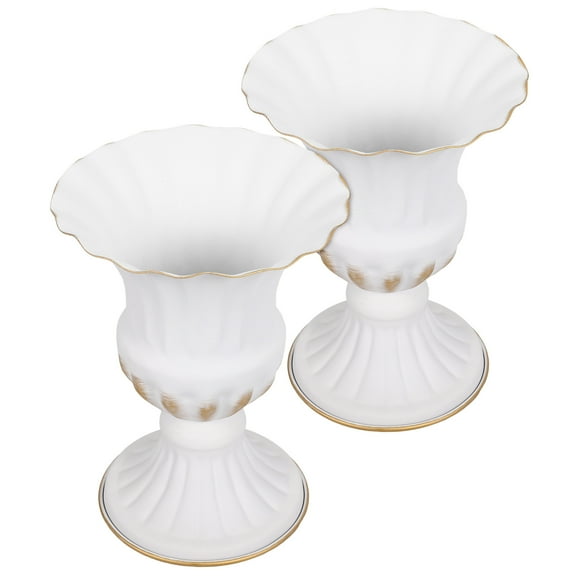 Toyvian 2Pcs Iron Flower Vase White Cemetery Flower Container for Outdoor Use