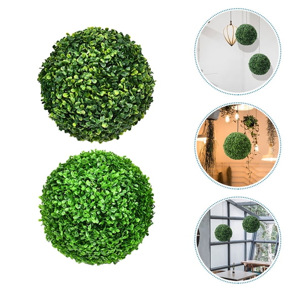 Toyvian 2pcs Outdoor Round Faux Greenery Balls Artificial Topiary Plant Ball Green Scene Layout Decor