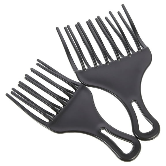 Toyvian 2Pcs Black Plastic Hair Pick Comb Extra Wide Teeth for Thick Curly Hair Styling