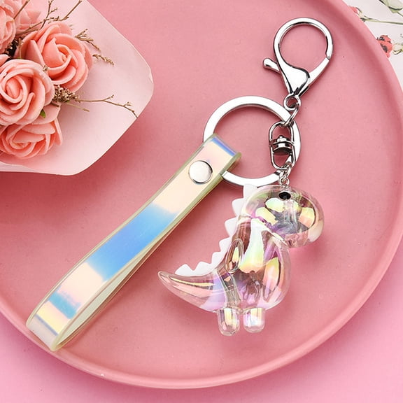 Toyvian 2Pcs Acrylic Dinosaur Keychain Decorative Bag Pendant Lightweight Durable Metal PU