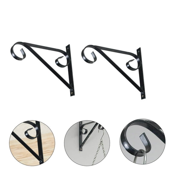 Toyvian 2-Pack Black Wall Mounted Plant Hangers for Indoor and Outdoor Flowerpots, Brackets for
