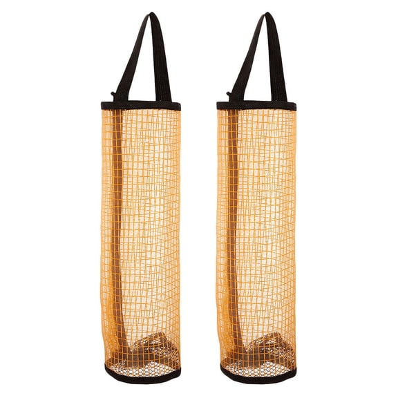 Toyvian 2Pcs Yellow Nylon Mesh Tennis Ball Bag Large Capacity Wallmounted Portable Storage Pouch