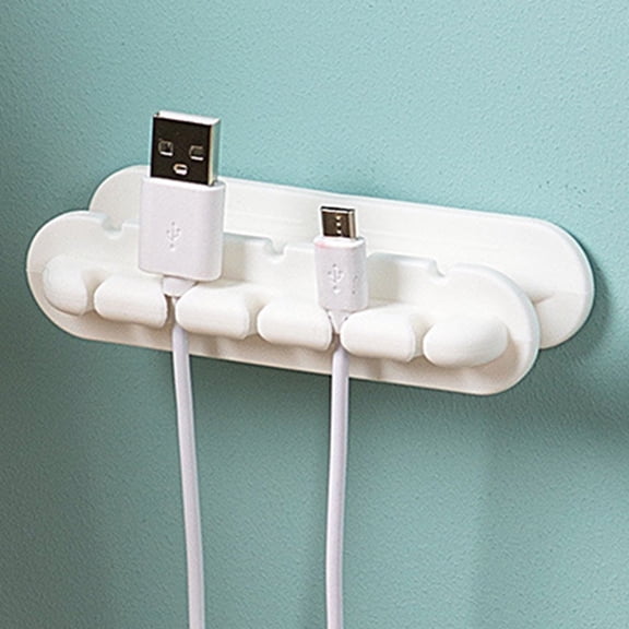 Toyvian 2-Pack White Self-Adhesive Cable Clips for Desk Wire Management and Cord Organization