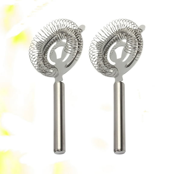 Toyvian 2Pcs Stainless Steel Cocktail Filter with Handle Ergonomic Ice Straining Tool