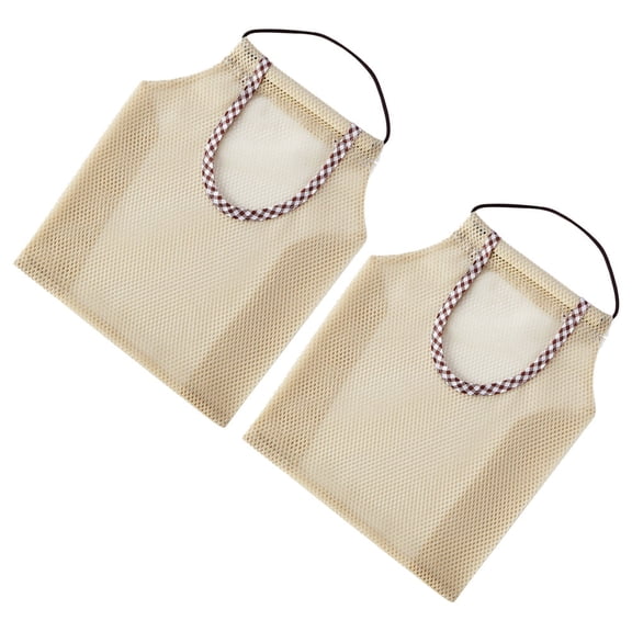 Toyvian Set of 2 Khaki Fruit Mesh Bags Hanging Storage Pouches Breathable Polyester Net for Kitchen Organization