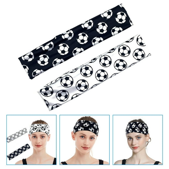 Toyvian 2Pcs Multi Function Sports Hair Bands Soccer Pattern Sweat Bands Flexible Lightweight