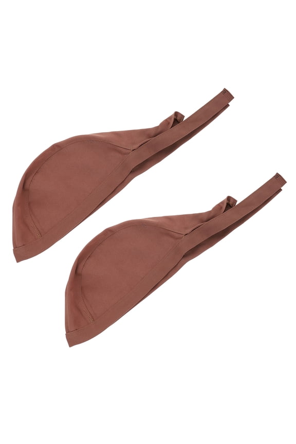 2Pack Unisex Elastic Chef Hat Coffee Cotton Ribbon