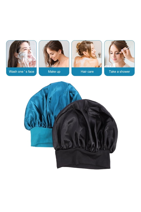 2-Pack Elastic Hair Care Sleeping Caps Bonnet Hats for Night Use, Assorted Colors for Women and Girls
