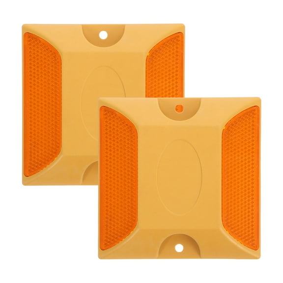 Toyvian 2Pcs Yellow Plastic Pavement Reflectors for Driveway Entrance and Road Safety