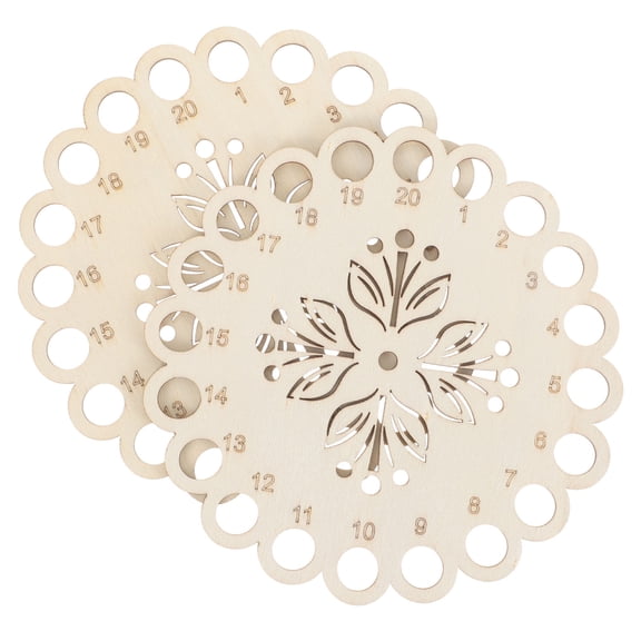 Toyvian 2Pcs Khaki Wooden Embroidery Floss Organizer Thread Storage Plate with Hollow Design