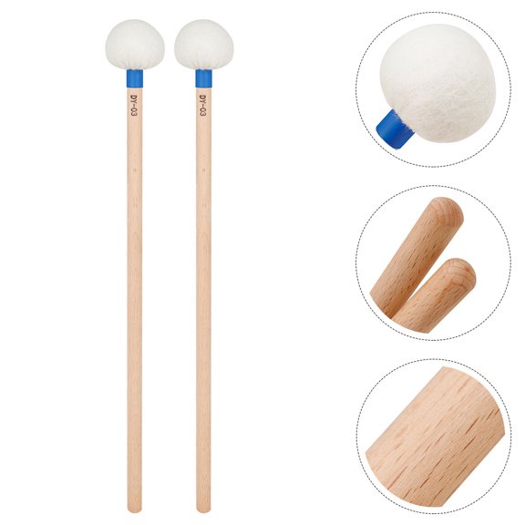 Toyvian Felt Drumsticks 2-Pack Maple Wood Percussion Sticks for Drums and Musical Instruments