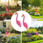 BESTONZON 2pcs Flamingo Garden Stake Decorative Hdpe Lifelike Pink Yard Decor