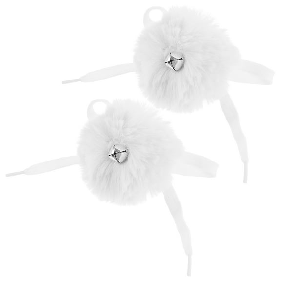 Toyvian 2pcs Roller Skate Accessories for Girls Featuring Fuzzy Balls White Artificial Wool