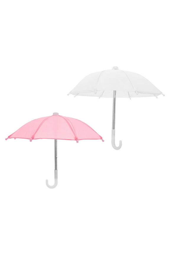Mini Umbrella Plastic White for Kids Garden Decor 2Pcs