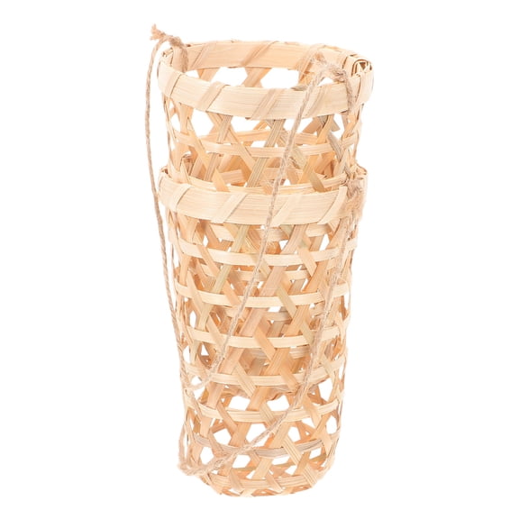 Toyvian 2Pcs Hanging Wall Flowerpot Bamboo Woven Planter for Home Decor