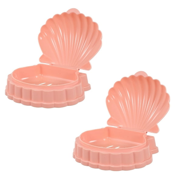 Toyvian 2Pcs Plastic Sea Shell Soap Dish with Drain for Bar Soap Storage and Bathroom Decor