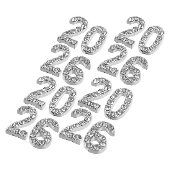 Toyvian 32Pcs Plated Silver Alloy Nail Charms Number Rhinestone Gems Flatback Nail Art Decorations for Home