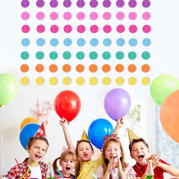 Toyvian 3Pcs Assorted Color Paper Circle Dots Banners Reusable Wall Decors for Indoor and Outdoor