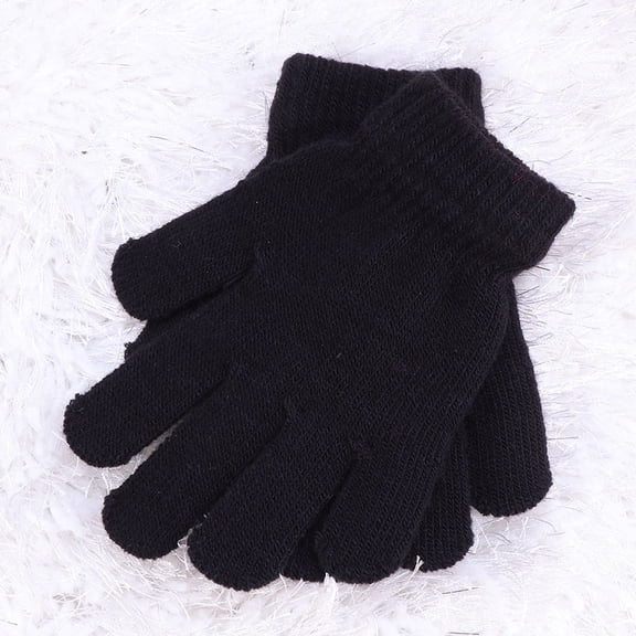 Toyvian 4 Pairs Unisex Full Finger Knit Gloves Warm Winter Five Finger Color Soft Knitted