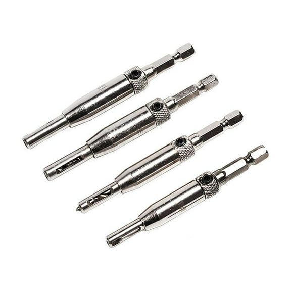 Toyvian Self Centering Hinge Drill Bit Set Steel Silver 4 Pcs for DIY Enthusiasts