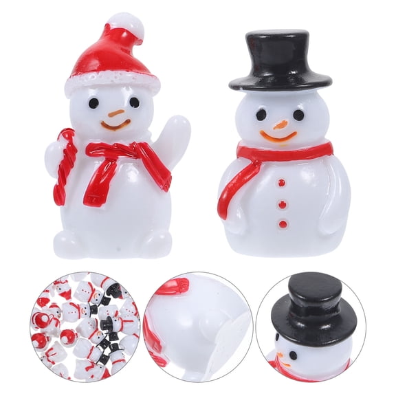 Toyvian Assorted Color Resin Snowman Figurines for Christmas Decor 40Pcs